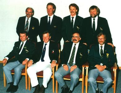 Rear L to R: Ron Stirk, Nellis Nel, Johan Dorfling and Hans Schwebel. Front L to R: Adrian Pilling, James Craven, Geoff Henschel and Johan Swart. Rear L to R: Ron Stirk, Nellis Nel, Johan Dorfling and Hans Schwebel. Front L to R: Adrian Pilling, James Craven, Geoff Henschel and Johan Swart.